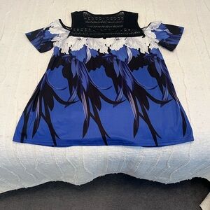 Elegant Blue and Black Women's Blouse